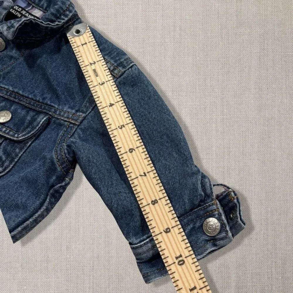 Vintage Y2K Polo Jeans Co Ralph Lauren RL Flag Denim Jacket Baby 3-12M